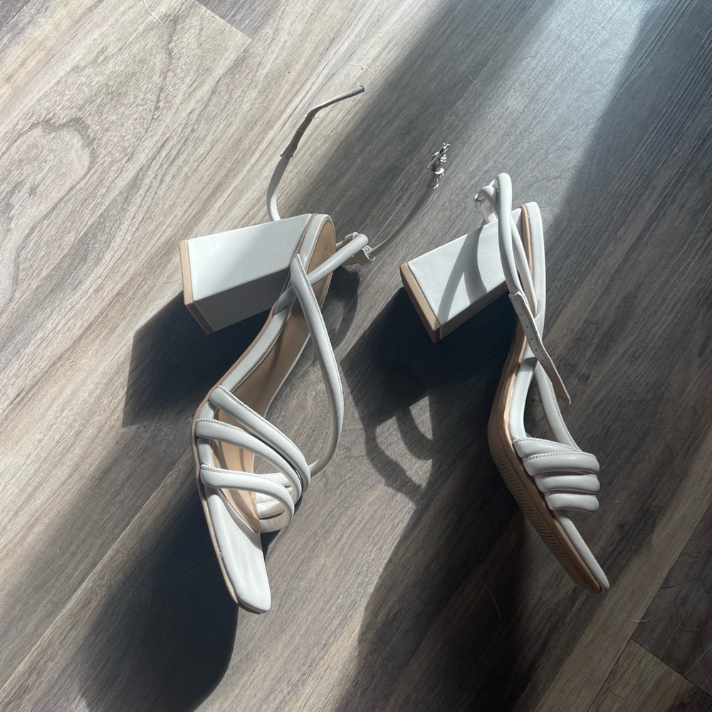 Target White Strappy Heels Modern Minimalist Design - Picture 2 of 7